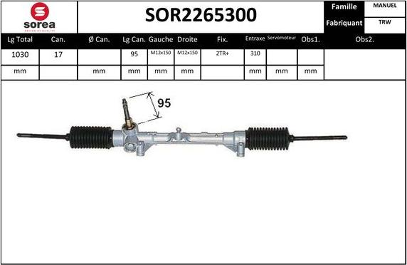 Sera SOR2265300 - Рульовий механізм, рейка autozip.com.ua