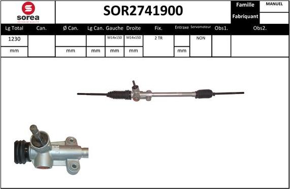 Sera SOR2741900 - Рульовий механізм, рейка autozip.com.ua