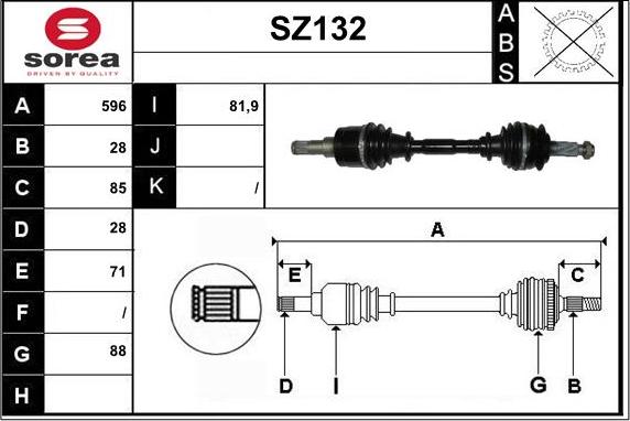 Sera SZ132 - Приводний вал autozip.com.ua