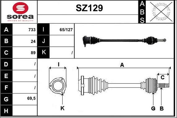 Sera SZ129 - Приводний вал autozip.com.ua