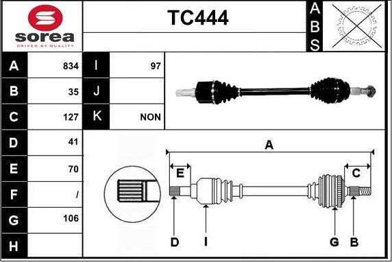 Sera TC444 - Приводний вал autozip.com.ua