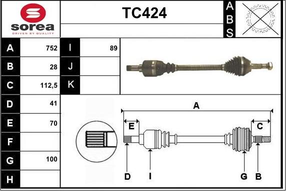 Sera TC424 - Приводний вал autozip.com.ua