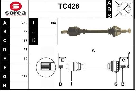 Sera TC428 - Приводний вал autozip.com.ua