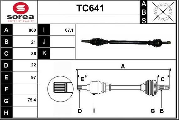 Sera TC641 - Приводний вал autozip.com.ua