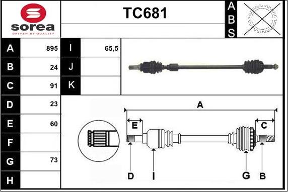 Sera TC681 - Приводний вал autozip.com.ua