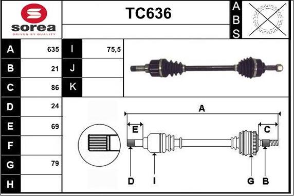 Sera TC636 - Приводний вал autozip.com.ua