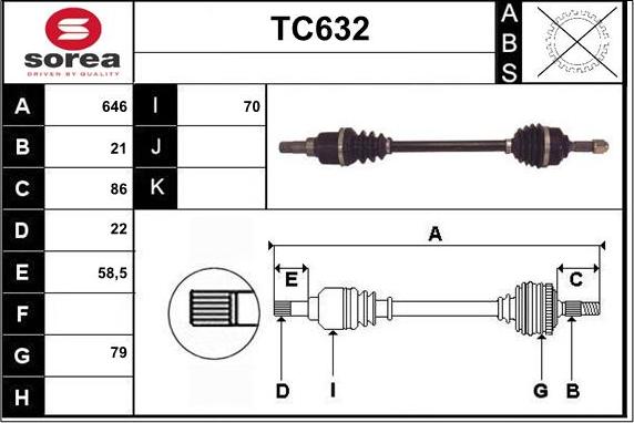 Sera TC632 - Приводний вал autozip.com.ua