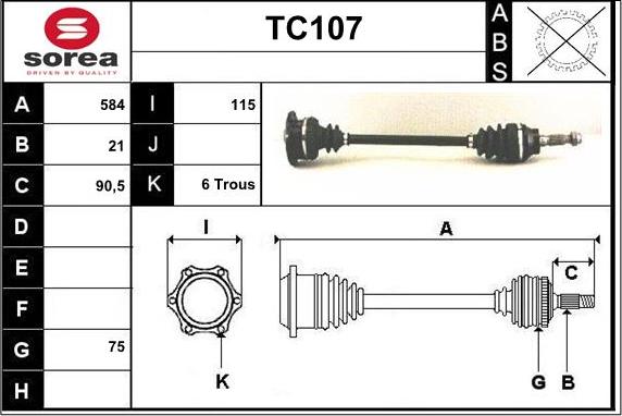 Sera TC107 - Приводний вал autozip.com.ua