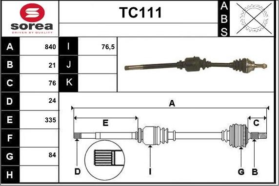 Sera TC111 - Приводний вал autozip.com.ua