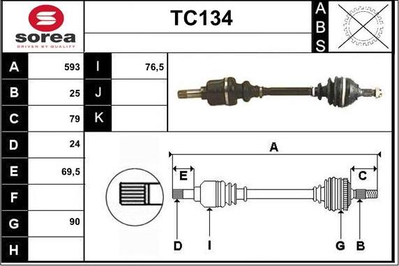 Sera TC134 - Приводний вал autozip.com.ua