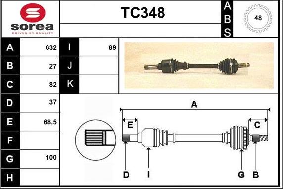 Sera TC348 - Приводний вал autozip.com.ua