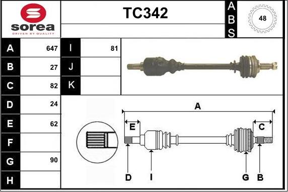 Sera TC342 - Приводний вал autozip.com.ua