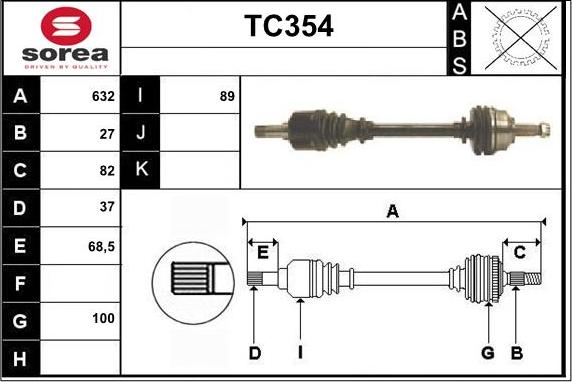 Sera TC354 - Приводний вал autozip.com.ua