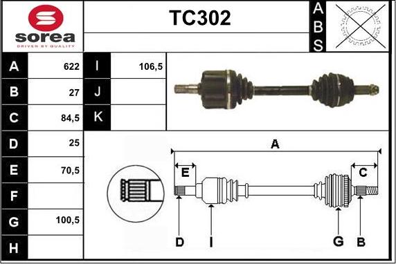 Sera TC302 - Приводний вал autozip.com.ua