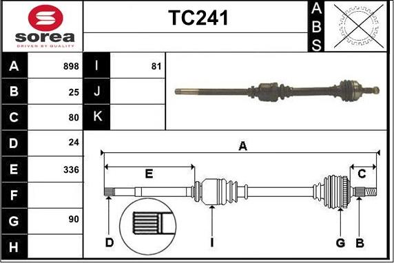 Sera TC241 - Приводний вал autozip.com.ua