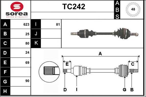 Sera TC242 - Приводний вал autozip.com.ua