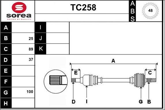 Sera TC258 - Приводний вал autozip.com.ua