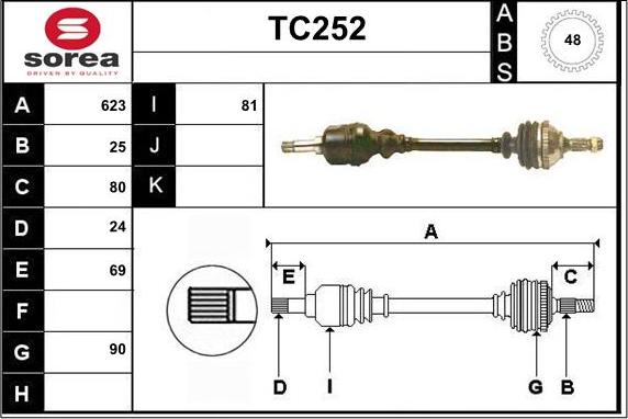 Sera TC252 - Приводний вал autozip.com.ua