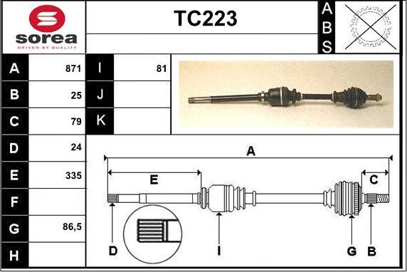 Sera TC223 - Приводний вал autozip.com.ua