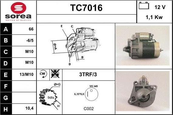 Sera TC7016 - Стартер autozip.com.ua