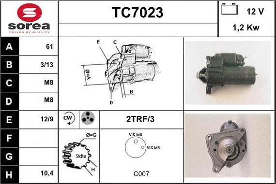 Sera TC7023 - Стартер autozip.com.ua