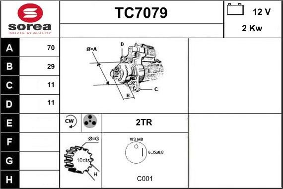 Sera TC7079 - Стартер autozip.com.ua