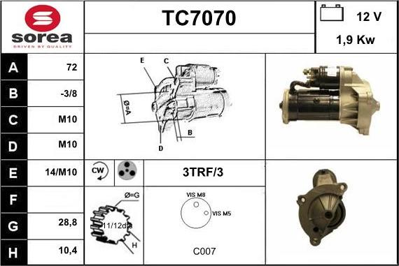 Sera TC7070 - Стартер autozip.com.ua