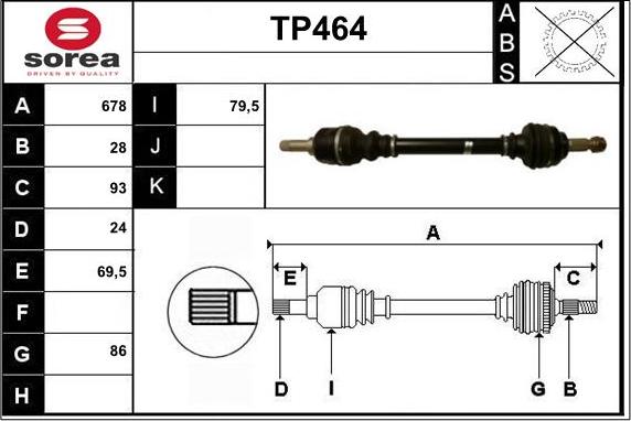 Sera TP464 - Приводний вал autozip.com.ua