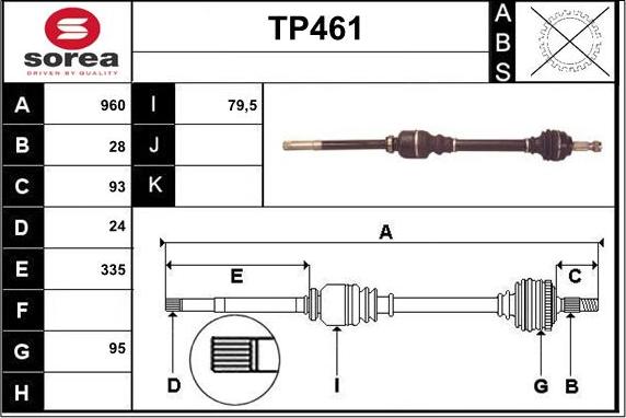 Sera TP461 - Приводний вал autozip.com.ua