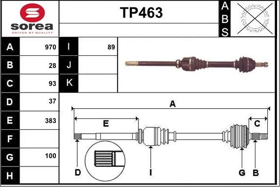 Sera TP463 - Приводний вал autozip.com.ua