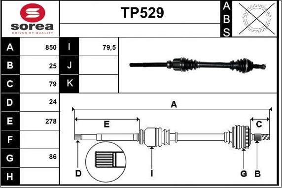 Sera TP529 - Приводний вал autozip.com.ua