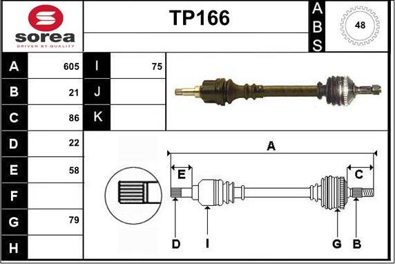 Sera TP166 - Приводний вал autozip.com.ua