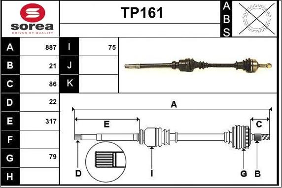 Sera TP161 - Приводний вал autozip.com.ua