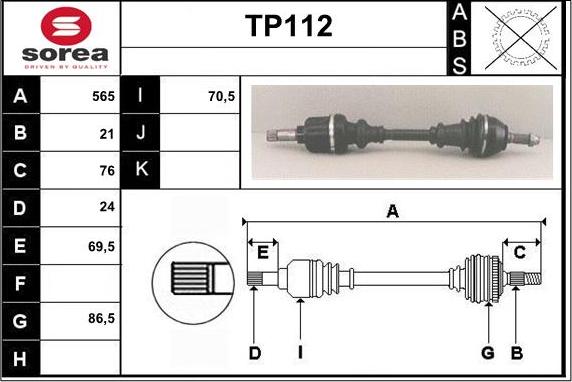 Sera TP112 - Приводний вал autozip.com.ua