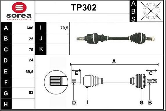 Sera TP302 - Приводний вал autozip.com.ua