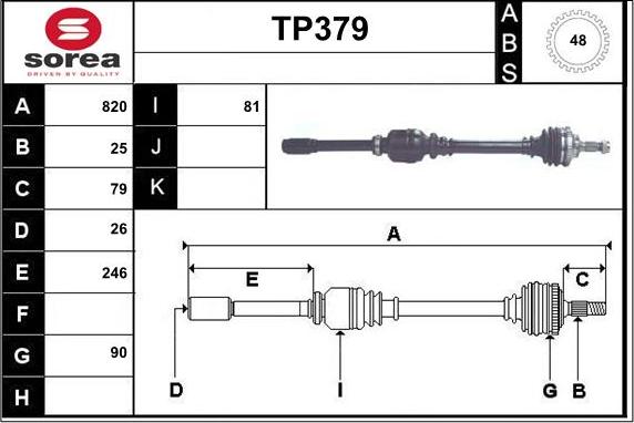 Sera TP379 - Приводний вал autozip.com.ua