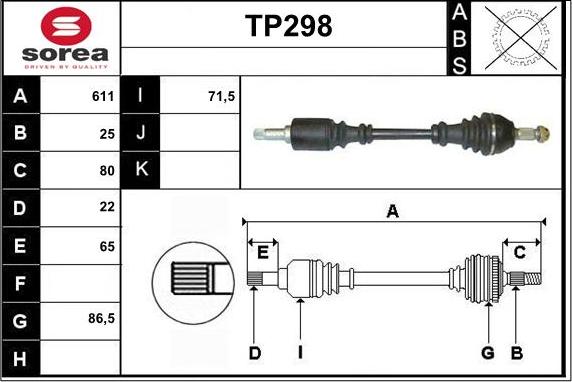 Sera TP298 - Приводний вал autozip.com.ua