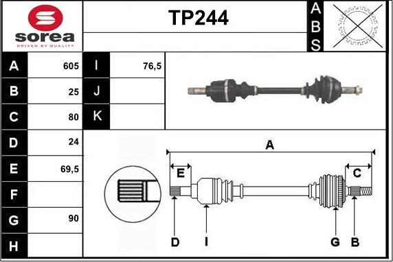 Sera TP244 - Приводний вал autozip.com.ua