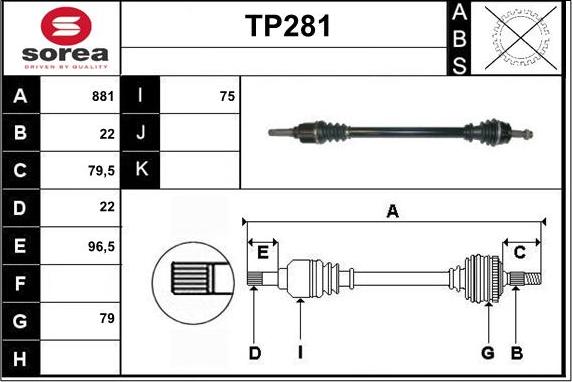 Sera TP281 - Приводний вал autozip.com.ua