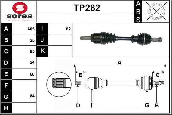 Sera TP282 - Приводний вал autozip.com.ua