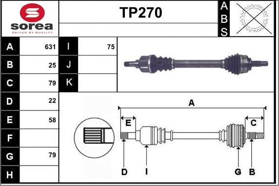 Sera TP270 - Приводний вал autozip.com.ua