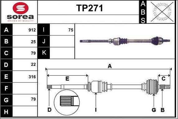 Sera TP271 - Приводний вал autozip.com.ua