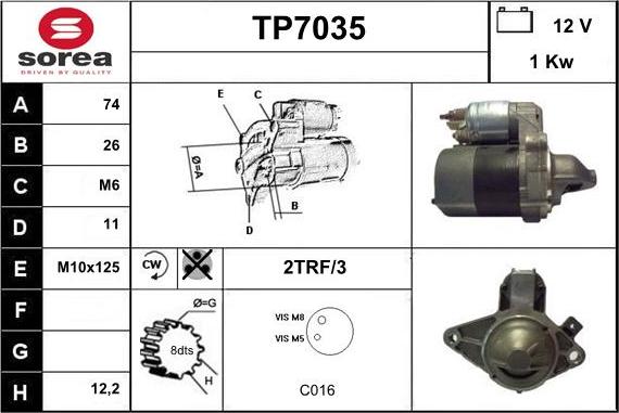 Sera TP7035 - Стартер autozip.com.ua