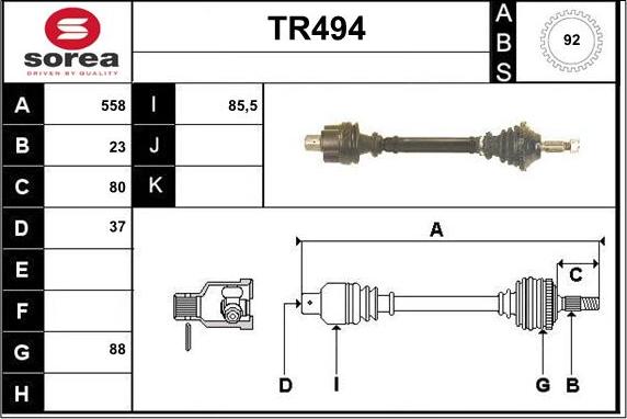 Sera TR494 - Приводний вал autozip.com.ua