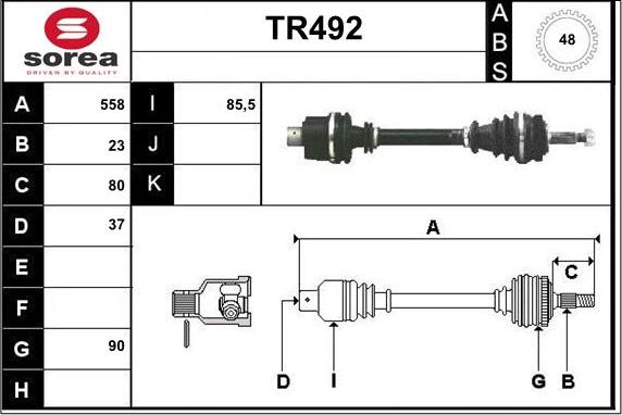 Sera TR492 - Приводний вал autozip.com.ua