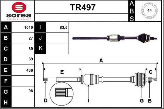 Sera TR497 - Приводний вал autozip.com.ua