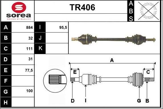 Sera TR406 - Приводний вал autozip.com.ua