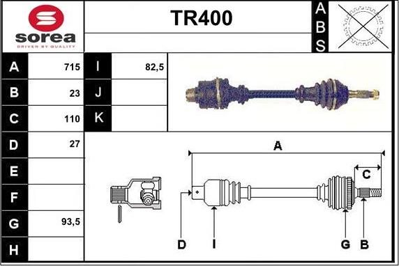 Sera TR400 - Приводний вал autozip.com.ua