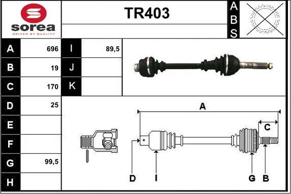 Sera TR403 - Приводний вал autozip.com.ua