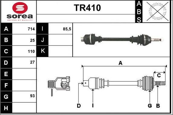 Sera TR410 - Приводний вал autozip.com.ua